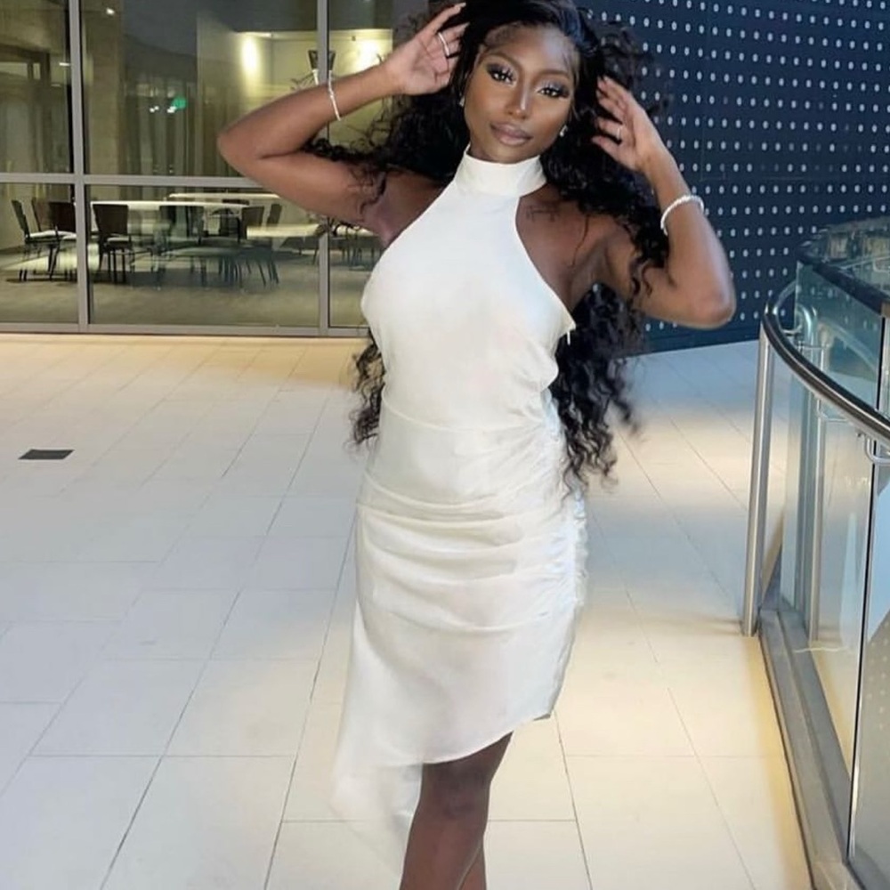 Elegant Asymmetrical Cream Dress
